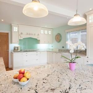 A stone countertop in a kitchen