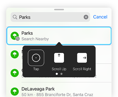 Search function in Maps shown with Switch Control panel