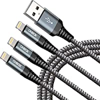 Lightning Cable 3FT 3Pack Heavy Duty iPhone Charger Cable Nylon Braided Fast USB Charging Cord Compatible with iPhone...