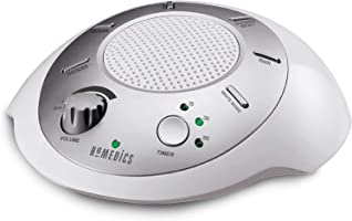 Homedics SoundSleep White Noise Sound Machine, Silver, Small Travel Sound Machine with 6 Relaxing Nature Sounds,...