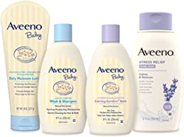 Aveeno Baby Mommy & Me Daily Bathtime Gift Set including Baby Wash & Shampoo, Calming Baby Bath & Wash, Baby...