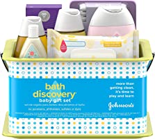 Johnson's Bath Discovery Gift Set for Parents-to-Be, Caddy with Baby Bath Time & Skin Care Essentials, Bath Kit Includes...