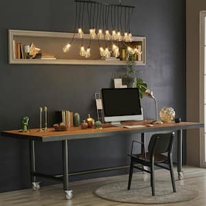 Modern wooden working table room