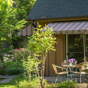 Cozy patio with a fixed awning