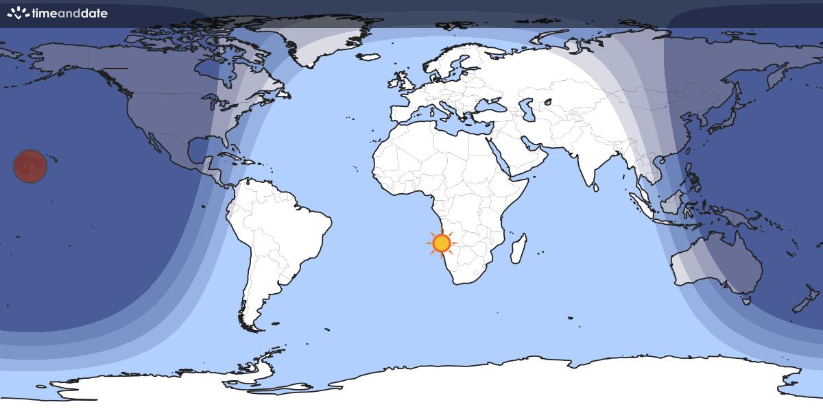 Map showing day and night parts of the world