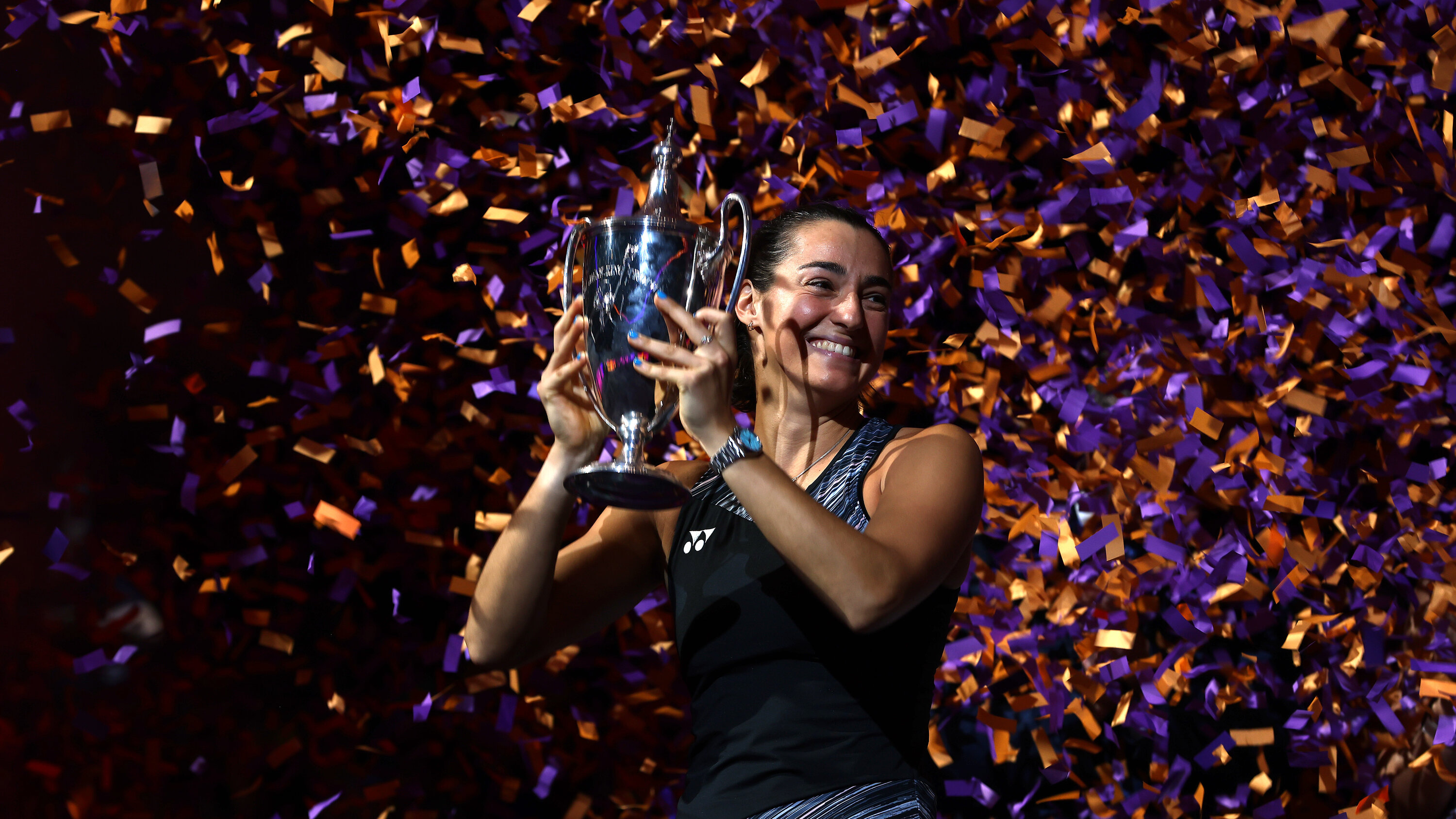 Caroline Garcia of France after defeating Aryna Sabalenka of Belarus to win the WTA Finals women’s singles final.