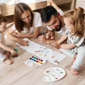 Family painting together