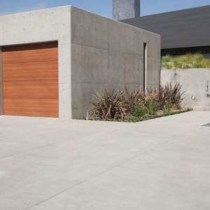 Modern concrete house exterior with two-car garage