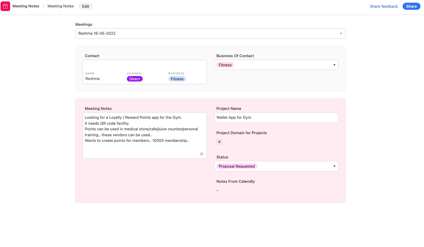 Airtable Interface to take meeting notes