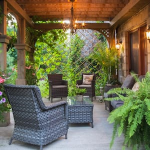 A wooden gazebo at home