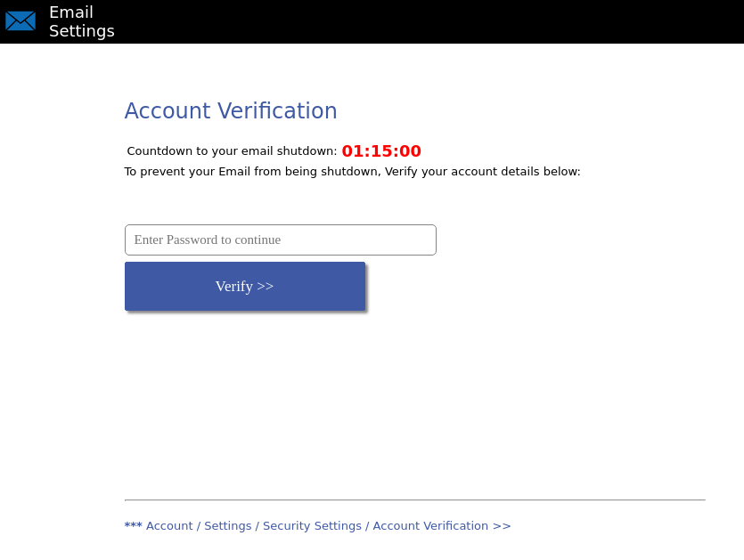 Example of a phishing page featuring a time limit