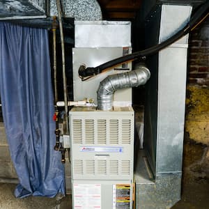 Furnace in a utility room.