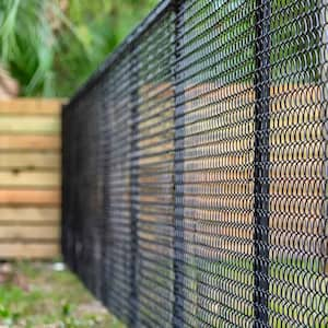 A chain link fence in the backyard of a house