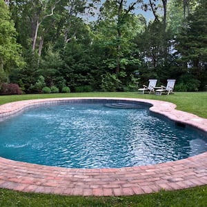A gunite pool in the backyard of a house