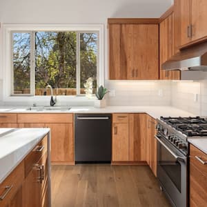 luxury kitchen with wood cabinets