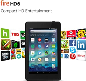 Fire HD 6 Tablet, 6&#34; HD Display, Wi-Fi, 8 GB - Includes Special Offers, Black (Previous Generation - 4th)