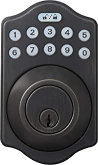 Amazon Basics Traditional Electronic Keypad Deadbolt Door Lock, Keyed Entry, Oil Rubbed Bronze