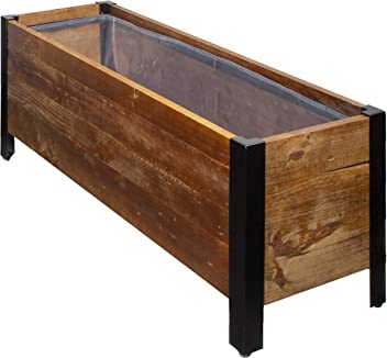 Amazon Basics Recycled Wood Rectangular Garden Planter - 37” x 13” x 15”