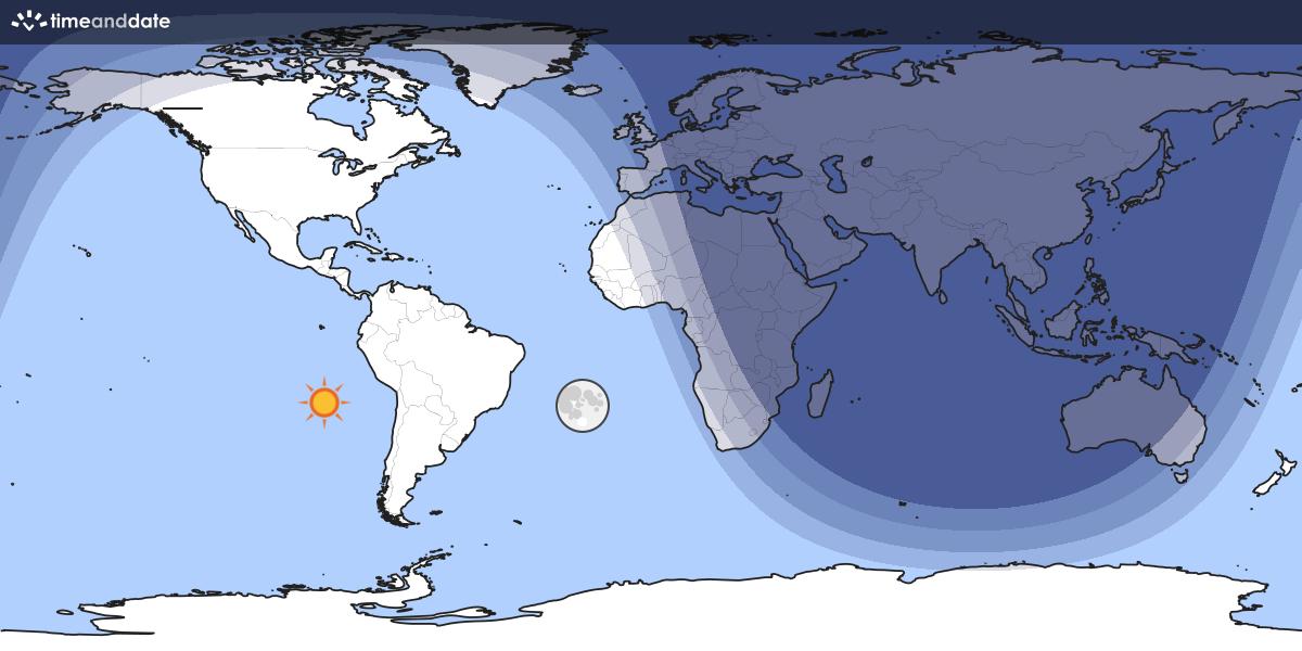 Map showing day and night parts of the world