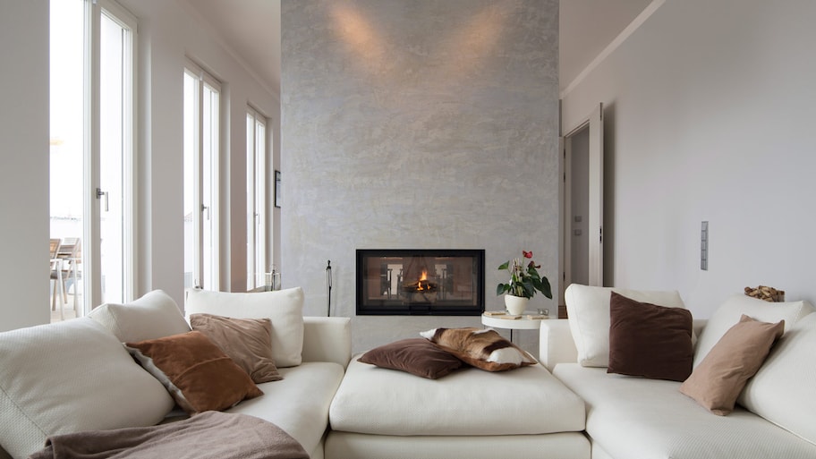  A modern fireplace in a living room