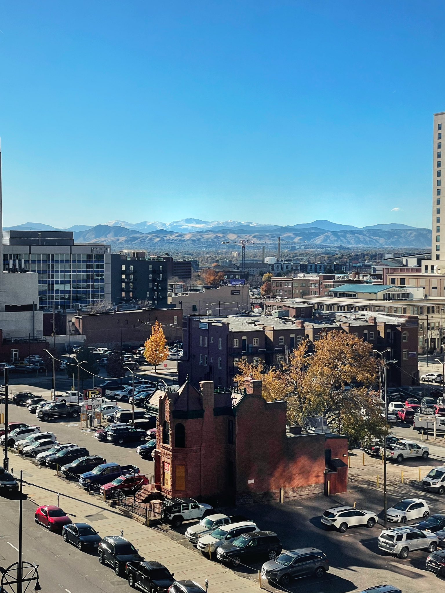 Views of mountains from Downtown Denver