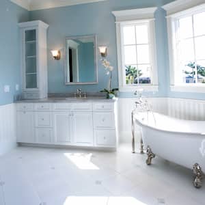 Luxury master bathroom with free standing bath tub