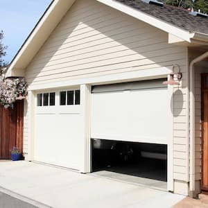  Home garage halfway open