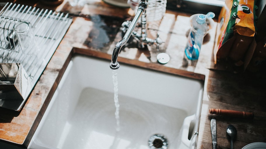 Water flowing into sink