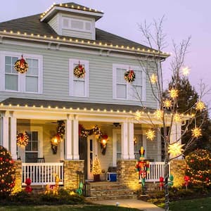 House with outdoor Christmas lights