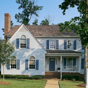 An American contemporary house with a chimney