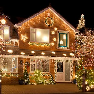 Exterior of a house decorated with Christmas lights