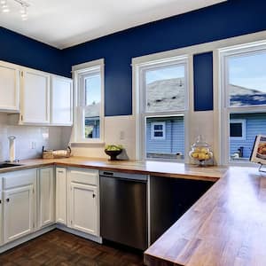 Dark Navy and White Kitchen