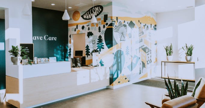 Interior view of Brave Care's Sellwood Clinic lobby