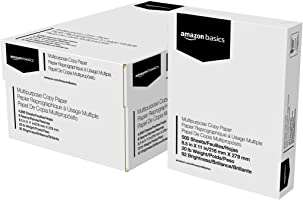 Amazon Basics Multipurpose Copy Printer Paper, 8.5 x 11 Inch 20Lb Paper - 8 Ream Case (4,000 Sheets), 92 GE Bright White