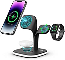 Magnetic Wireless Charging Station, EXW 3 in 1 Qi 15W Fast Mag-Safe Charger Stand for iPhone 13,12 Pro Max/Pro/Mini,...