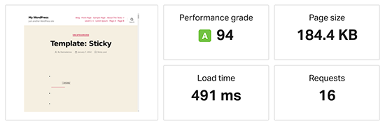 SiteGround speed test result