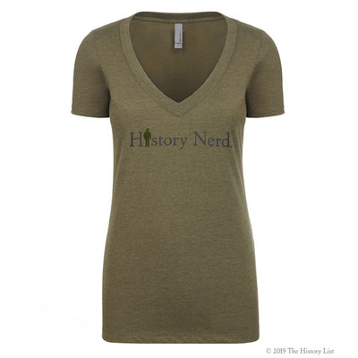History Nerd Women's V-Neck T-Shirt with WWII Soldier