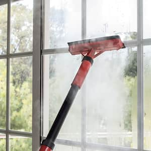 Cleaning window glass with steam cleaner