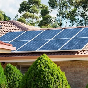 Solar panels on the roof of a house