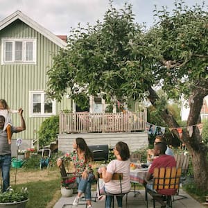 Family enjoying time together in the backyard