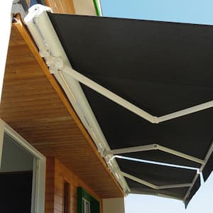 retractable patio awning in backyard
