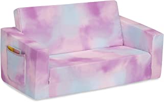 Delta Children Cozee Flip-Out Sofa - 2-in-1 Convertible Sofa to Lounger for Kids, Pink Tie Dye