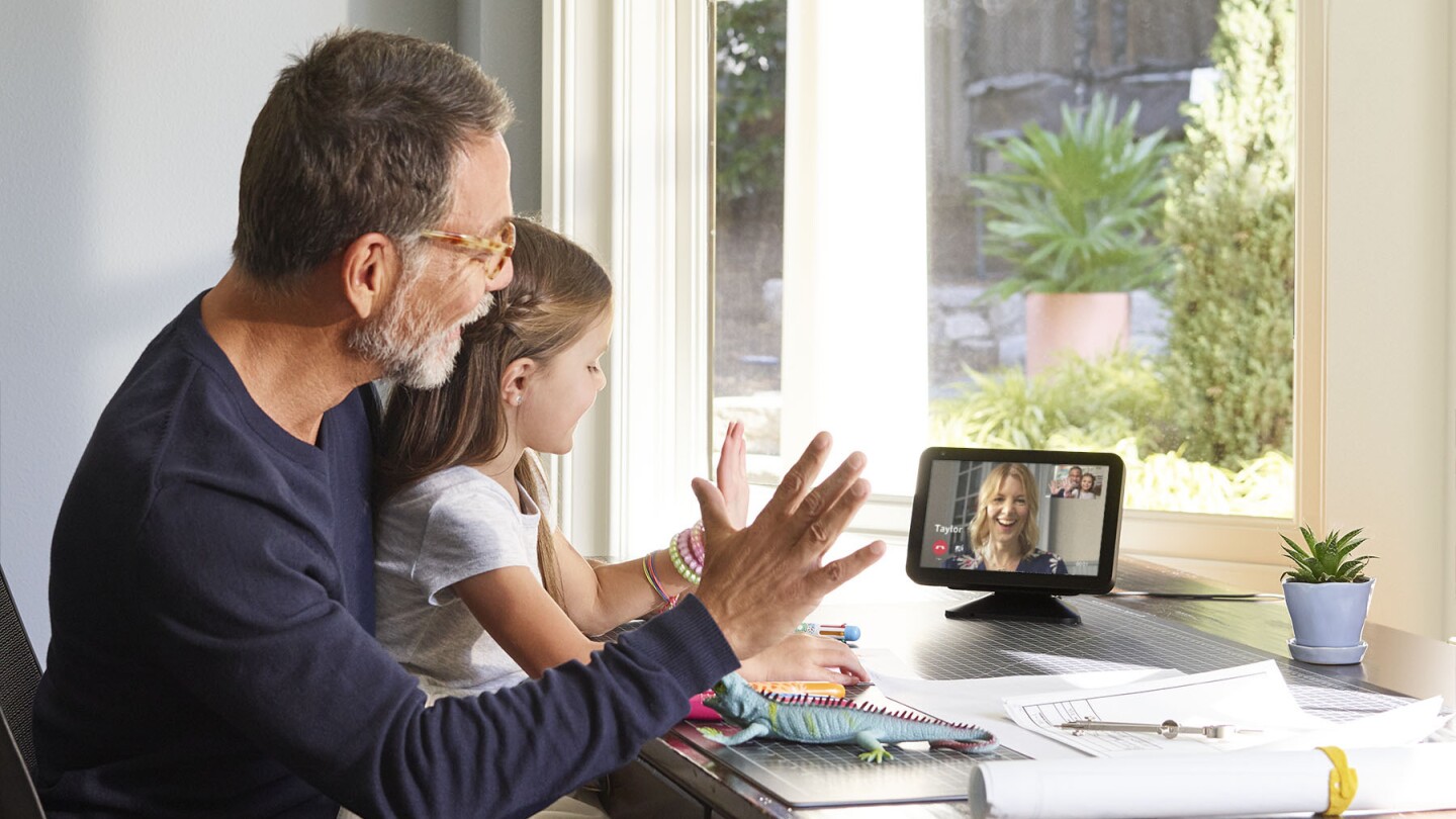 Father and daughter on Echo Show family call