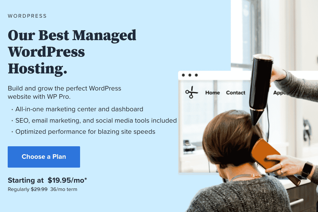 Bluehost Optimized managed WordPress hosting