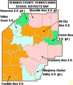 Map of Venango County Pennsylvania School Districts.png