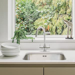 Corian countertop with a natural view