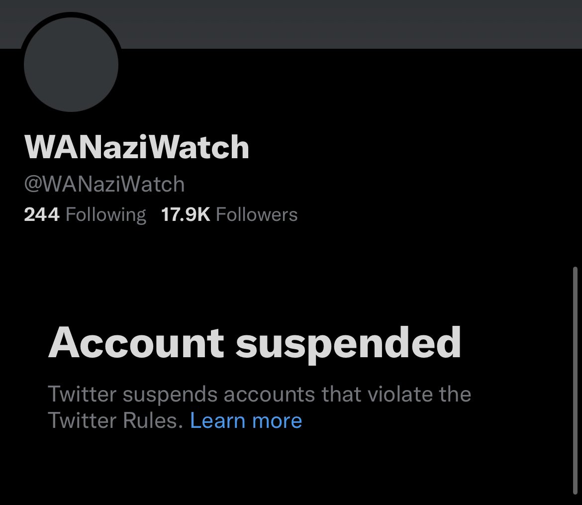 WaNaziWatch still suspended