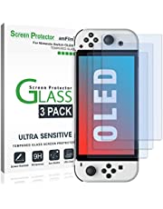 amFilm Tempered Glass Screen Protector Compatible with Nintendo Switch OLED model 2021 (3-Pack)