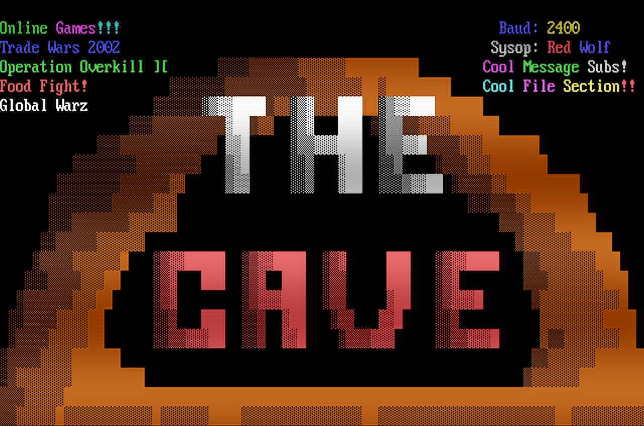 A Cave BBS promotional ANSI created by Nukemaster in 1993