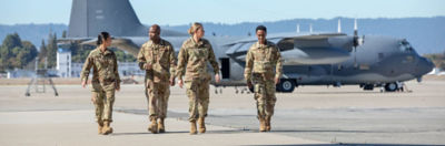 Airmen walking from plane